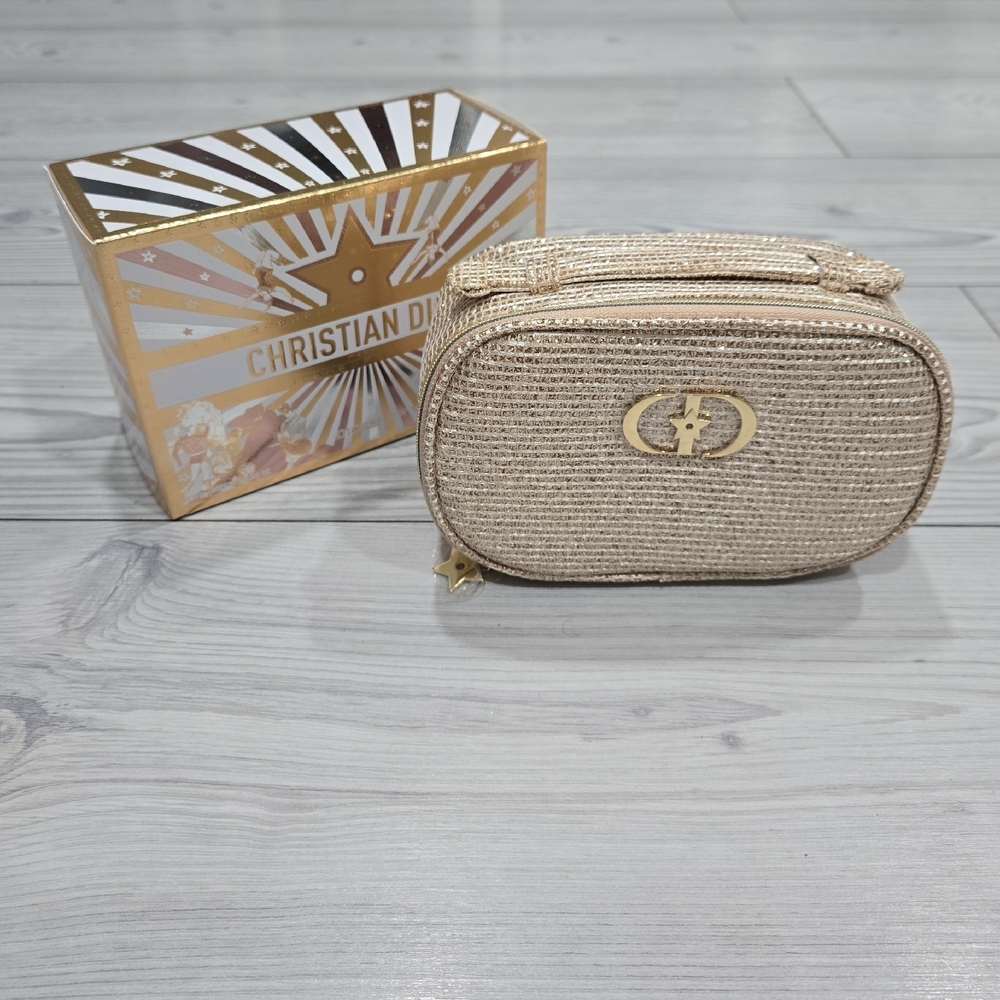 Christian Dior Gold Textured Cosmetic Bag